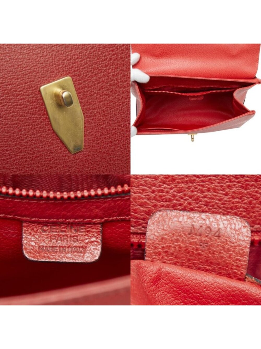 Celine 2-Way Shoulder Bag Top Handle Red Leather - Picture 10 of 10